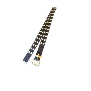 NW Black Mesh Adjustable Double‎ Grommet Belt Y2K Biker Moto Metal